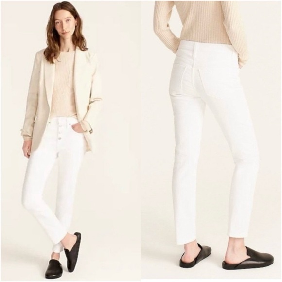 J. Crew Denim - J Crew Tall White Vintage Straight Button Fly Cropped Jeans Size 32 Tall